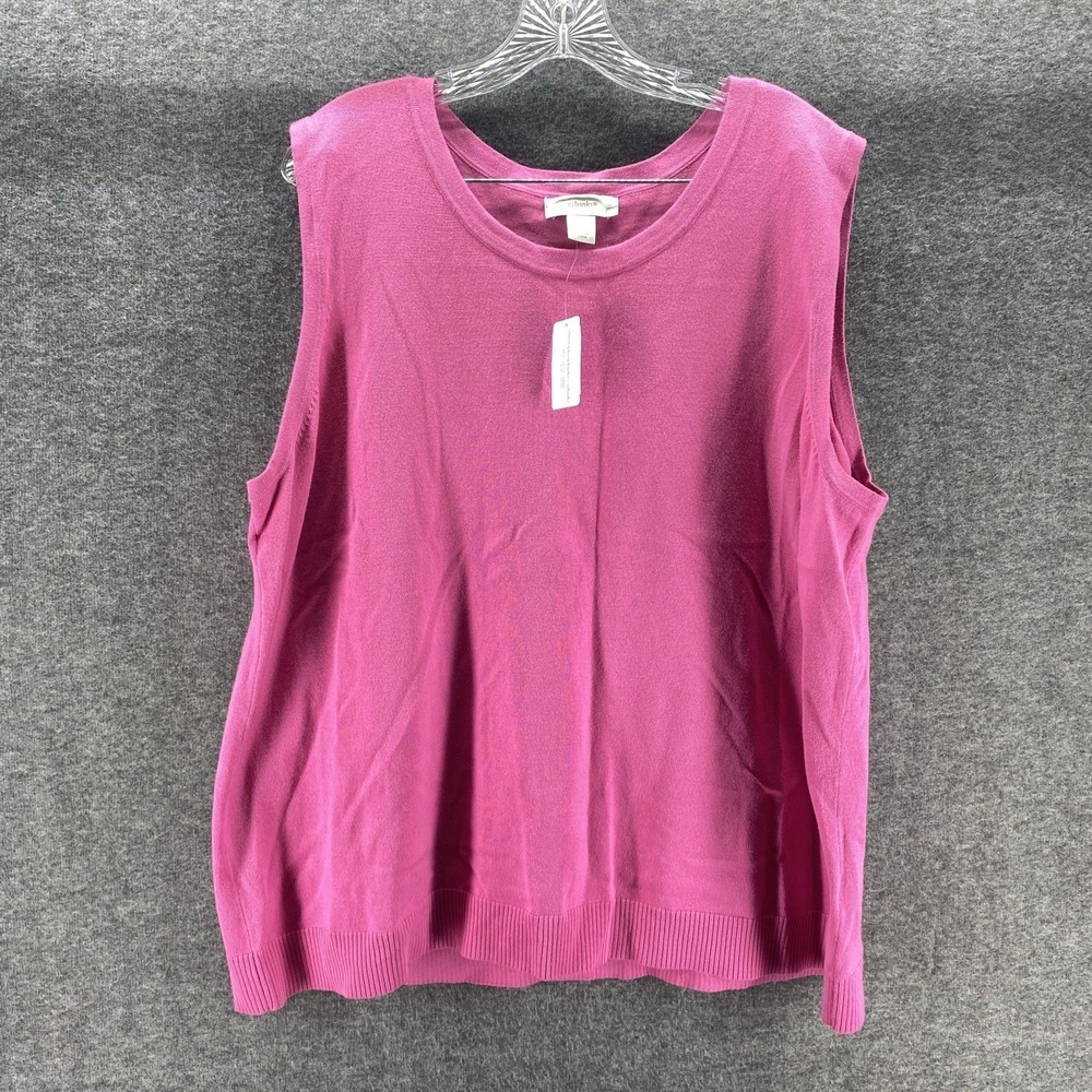 CJ Banks Sweater Vest Womens 3X Pink Sleeveless Crew Neck Knit Layering Top
